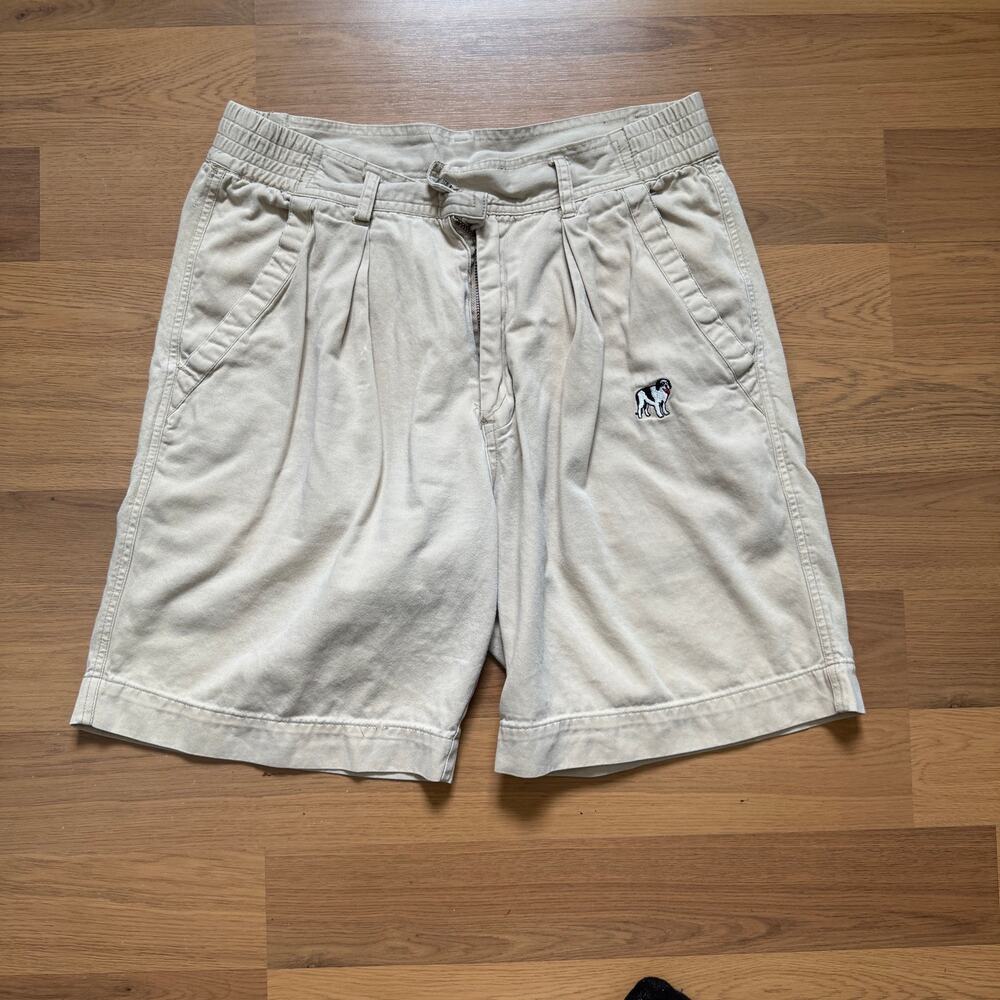 Men's Vintage 2000's Big Dogs Tan Khaki Pleated Casual Summer Shorts Sz Medium